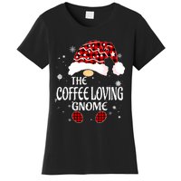 Coffee Loving Gnome Christmas Buffalo Plaid Family Matching Women's T-Shirt