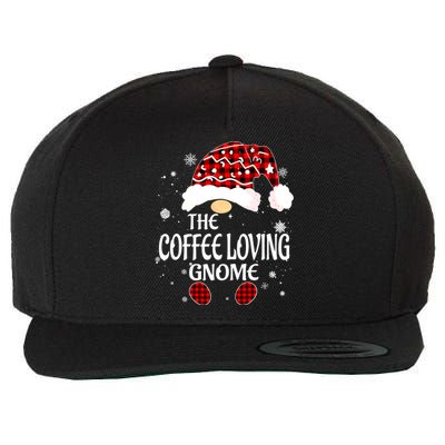 Coffee Loving Gnome Christmas Buffalo Plaid Family Matching Wool Snapback Cap