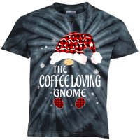 Coffee Loving Gnome Christmas Buffalo Plaid Family Matching Kids Tie-Dye T-Shirt