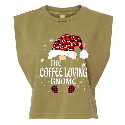 Coffee Loving Gnome Christmas Buffalo Plaid Family Matching Garment-Dyed Women's Muscle Tee