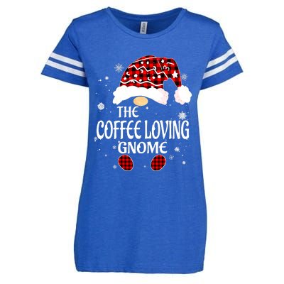 Coffee Loving Gnome Christmas Buffalo Plaid Family Matching Enza Ladies Jersey Football T-Shirt