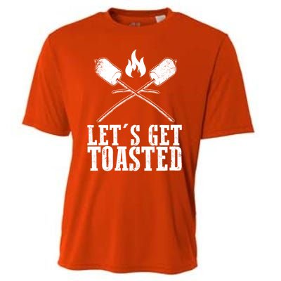 Cute Lets Get Toasted Funny Camping Gift Humor Camp Smores Gift Cooling Performance Crew T-Shirt