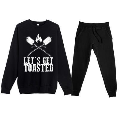 Cute Lets Get Toasted Funny Camping Gift Humor Camp Smores Gift Premium Crewneck Sweatsuit Set