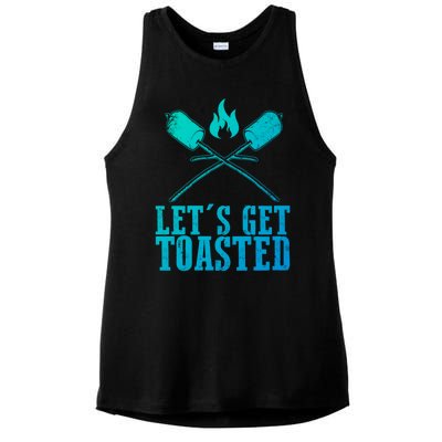 Cute Lets Get Toasted Funny Camping Gift Humor Camp Smores Gift Ladies PosiCharge Tri-Blend Wicking Tank