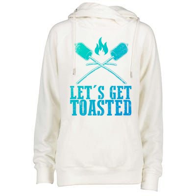 Cute Lets Get Toasted Funny Camping Gift Humor Camp Smores Gift Womens Funnel Neck Pullover Hood