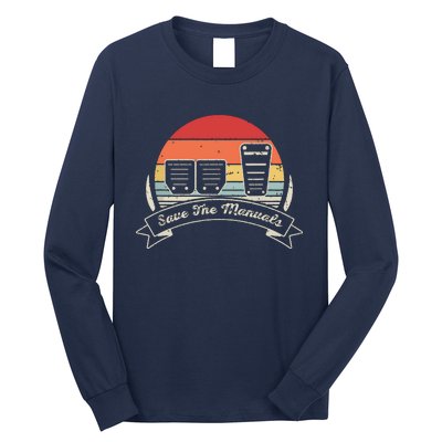 Car Lover Gift Vintage Retro Save The Manuals Stick Shift Long Sleeve Shirt