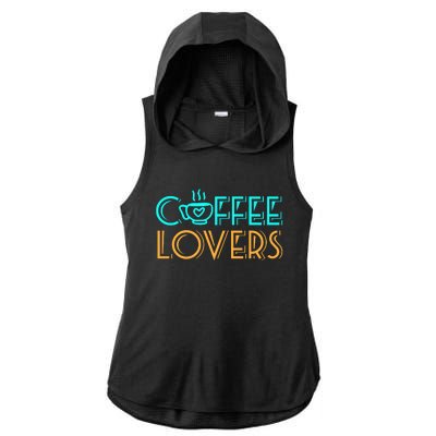 Coffee Lovers Graphic Ladies PosiCharge Tri-Blend Wicking Draft Hoodie Tank