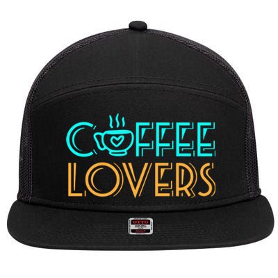 Coffee Lovers Graphic 7 Panel Mesh Trucker Snapback Hat