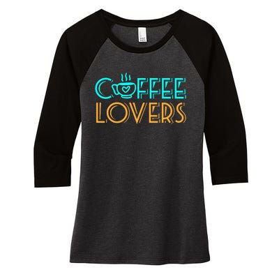 Coffee Lovers Graphic Women's Tri-Blend 3/4-Sleeve Raglan Shirt