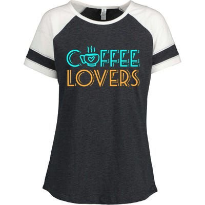 Coffee Lovers Graphic Enza Ladies Jersey Colorblock Tee