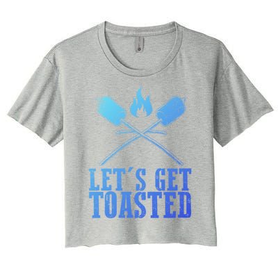 Cute Lets Get Toasted Funny Camping Gift Humor Camp Smores Gift Women's Crop Top Tee