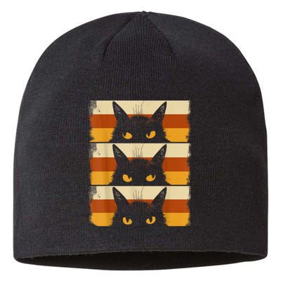 Cat Lover Grumpy Black Kitten Cat Mom Cat Dad Sustainable Beanie