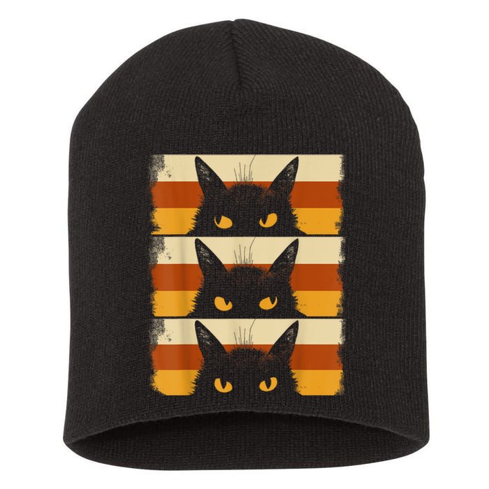 Cat Lover Grumpy Black Kitten Cat Mom Cat Dad Short Acrylic Beanie