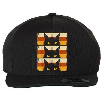 Cat Lover Grumpy Black Kitten Cat Mom Cat Dad Wool Snapback Cap