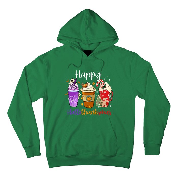 Coffee Latte Happy Hallothanksmas Halloween Thanksgiving Gift Hoodie