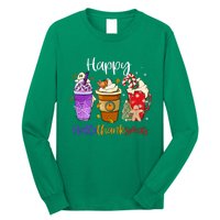 Coffee Latte Happy Hallothanksmas Halloween Thanksgiving Gift Long Sleeve Shirt