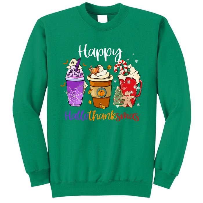 Coffee Latte Happy Hallothanksmas Halloween Thanksgiving Gift Sweatshirt