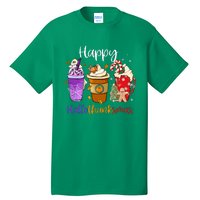 Coffee Latte Happy Hallothanksmas Halloween Thanksgiving Gift Tall T-Shirt