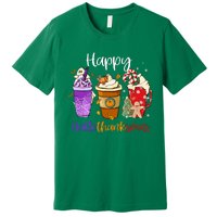 Coffee Latte Happy Hallothanksmas Halloween Thanksgiving Gift Premium T-Shirt