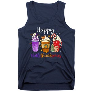 Coffee Latte Happy Hallothanksmas Halloween Thanksgiving Gift Tank Top