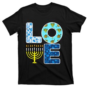 Cute LOVE Hanukkah Decorations Dreidel Menorah Chanukah T-Shirt