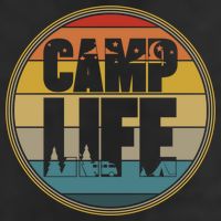 Camp Life Happy Camper Retro Camping Gift 7 Panel Mesh Trucker Snapback Hat