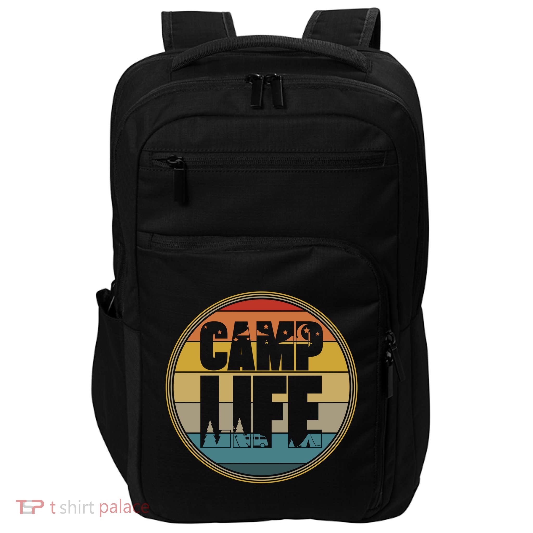 Camp Life Happy Camper Retro Camping Gift Impact Tech Backpack