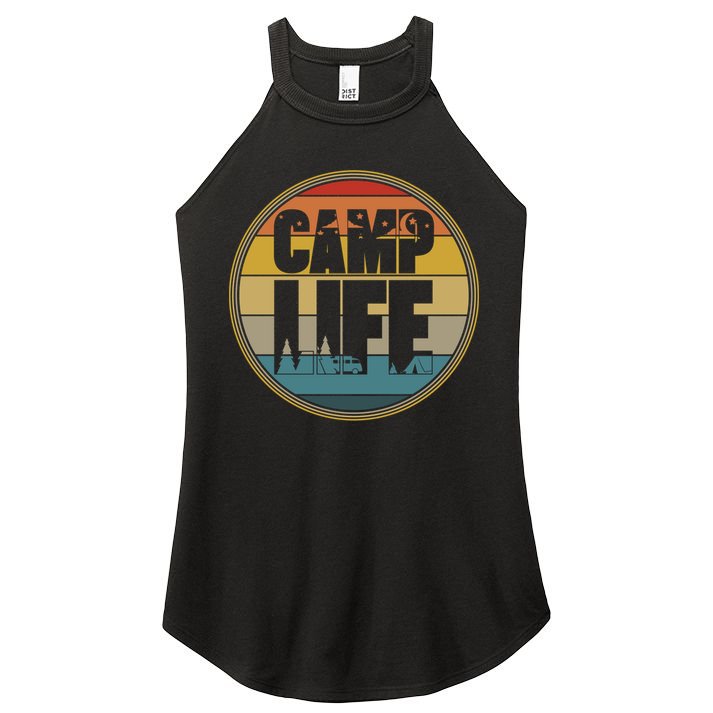 Camp Life Happy Camper Retro Camping Gift Women's Perfect Tri Rocker Tank