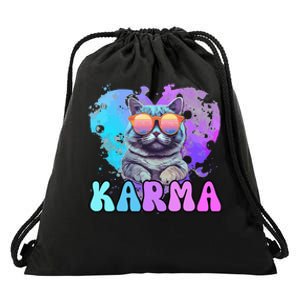 Cat Lover Heart Shape Karma Drawstring Bag