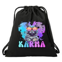 Cat Lover Heart Shape Karma Drawstring Bag