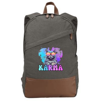 Cat Lover Heart Shape Karma Cotton Canvas Backpack