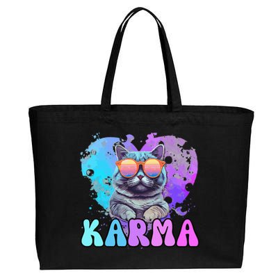 Cat Lover Heart Shape Karma Cotton Canvas Jumbo Tote