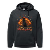 Cute Labrador Happy Thanksgiving Turkey Dog Crispy Leaf Performance Fleece Hoodie