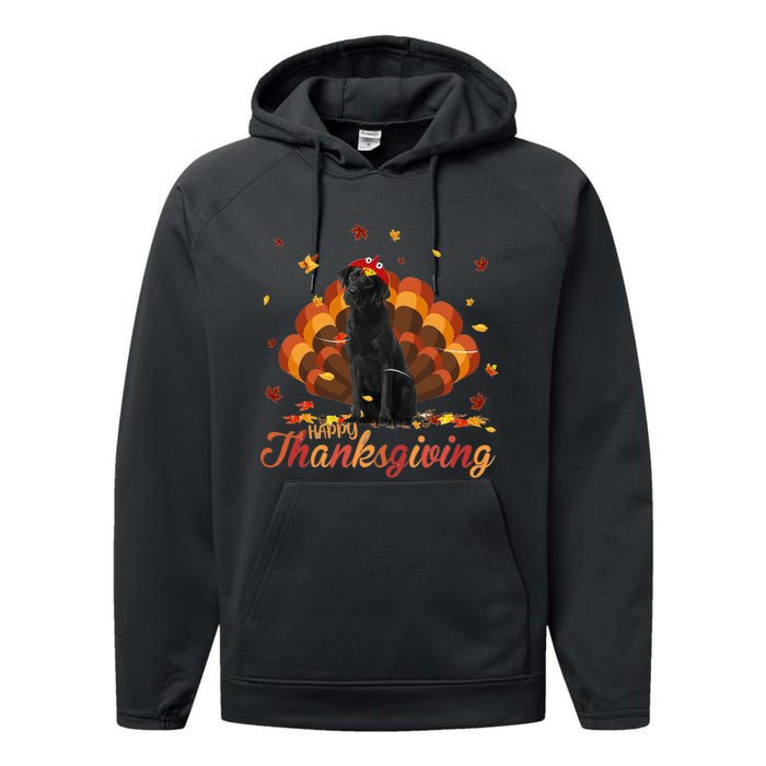 Cute Labrador Happy Thanksgiving Turkey Dog Crispy Leaf Performance Fleece Hoodie