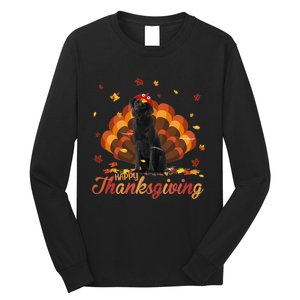 Cute Labrador Happy Thanksgiving Turkey Dog Crispy Leaf Long Sleeve Shirt