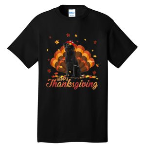 Cute Labrador Happy Thanksgiving Turkey Dog Crispy Leaf Tall T-Shirt