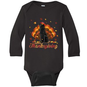 Cute Labrador Happy Thanksgiving Turkey Dog Crispy Leaf Baby Long Sleeve Bodysuit