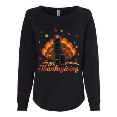 Cute Labrador Happy Thanksgiving Turkey Dog Crispy Leaf Womens California Wash Sweatshirt