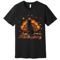 Cute Labrador Happy Thanksgiving Turkey Dog Crispy Leaf Premium T-Shirt