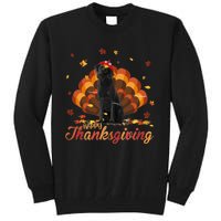 Cute Labrador Happy Thanksgiving Turkey Dog Crispy Leaf Tall Sweatshirt