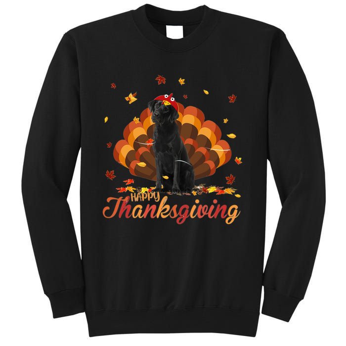 Cute Labrador Happy Thanksgiving Turkey Dog Crispy Leaf Tall Sweatshirt