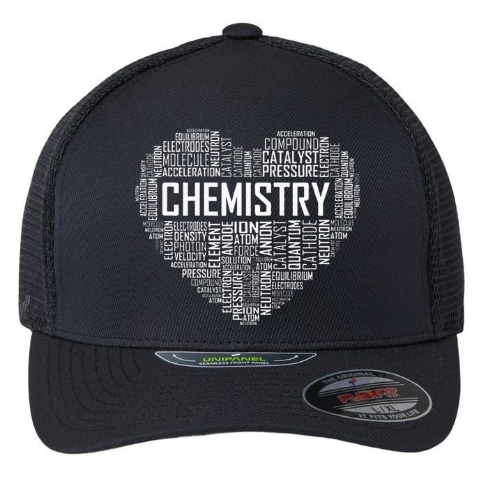 Chemistry Lover Heart Gift for Chemist Teacher or Student Flexfit Unipanel Trucker Cap