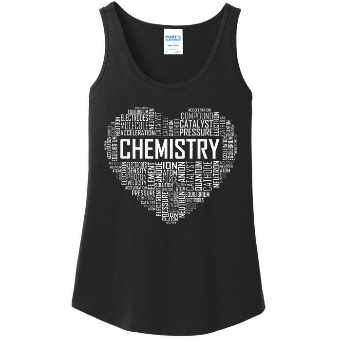 Chemistry Lover Heart Gift for Chemist Teacher or Student Ladies Essential Tank