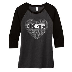 Chemistry Lover Heart Gift for Chemist Teacher or Student Women's Tri-Blend 3/4-Sleeve Raglan Shirt