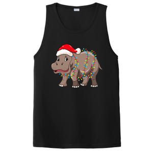 Christmas Lights Hippopotamus Xmas Hat Hippopotamus Lover PosiCharge Competitor Tank