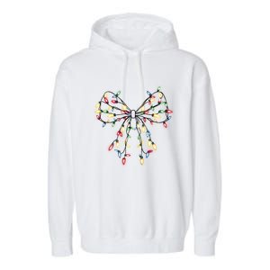 Christmas Lights Holiday Xmas Coquette Matching Team Garment-Dyed Fleece Hoodie