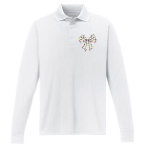 Christmas Lights Holiday Xmas Coquette Matching Team Performance Long Sleeve Polo