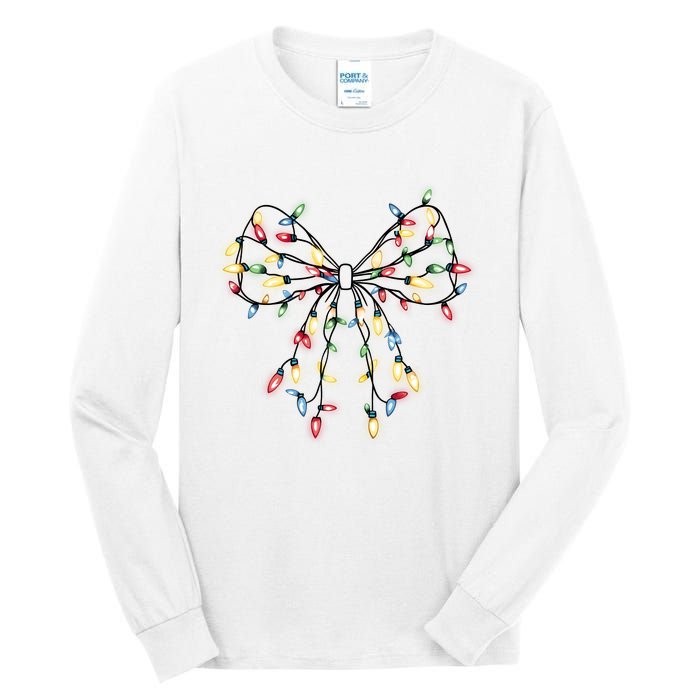 Christmas Lights Holiday Xmas Coquette Matching Team Tall Long Sleeve T-Shirt