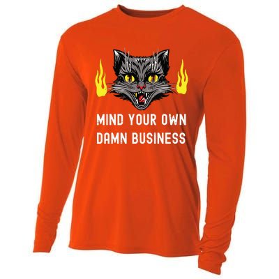 Cat Lady Harris Walz Waltz 2024 Mind Your Own Damn Business Cooling Performance Long Sleeve Crew