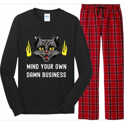 Cat Lady Harris Walz Waltz 2024 Mind Your Own Damn Business Long Sleeve Pajama Set